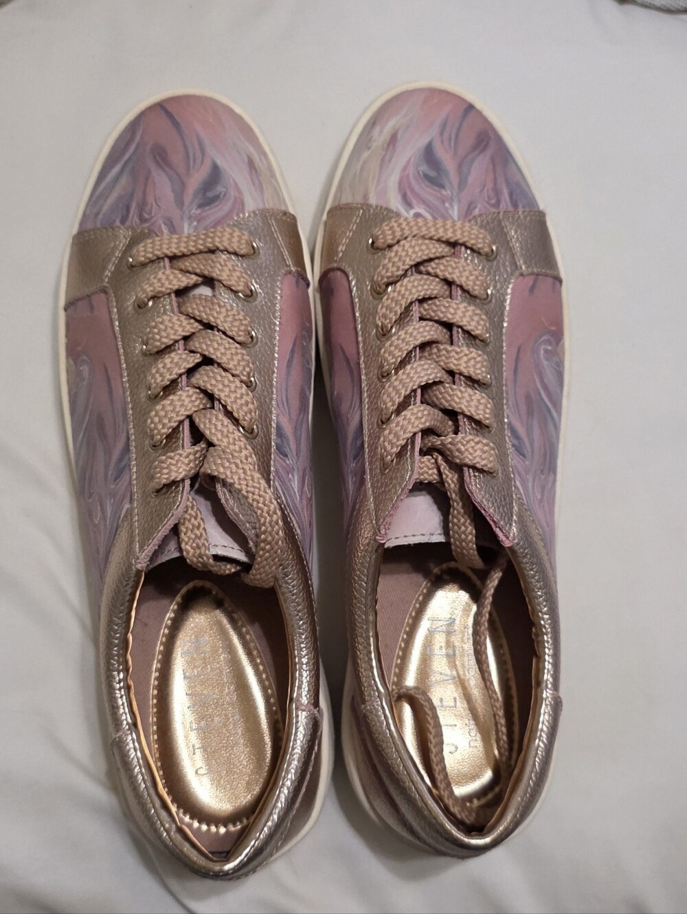 Steven by Steve Madden NEW Women’s Rose Gold Marble Low-Top Sneakers